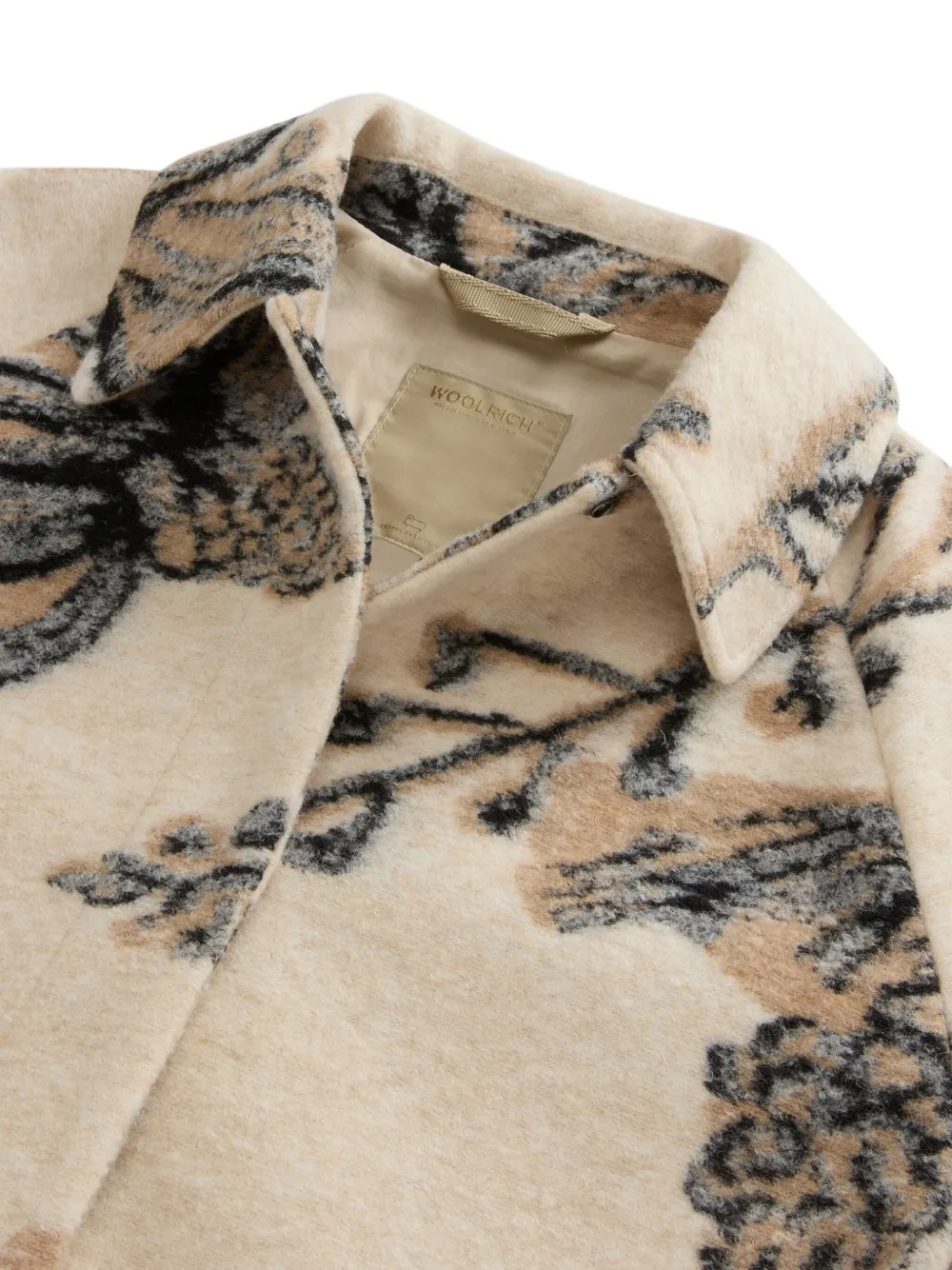 Woolrich Floral-jacquard Overshirt In Neutral