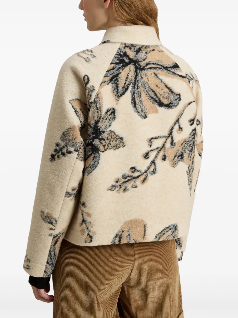 Woolrich Floral-jacquard Overshirt In Neutral