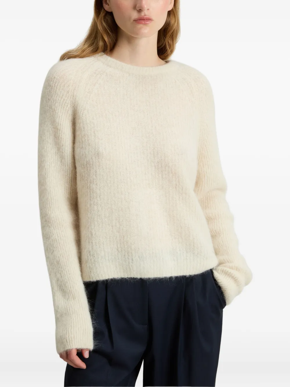 Woolrich Alpaca And Wool Blend Crew Neck Sweater In Neutral