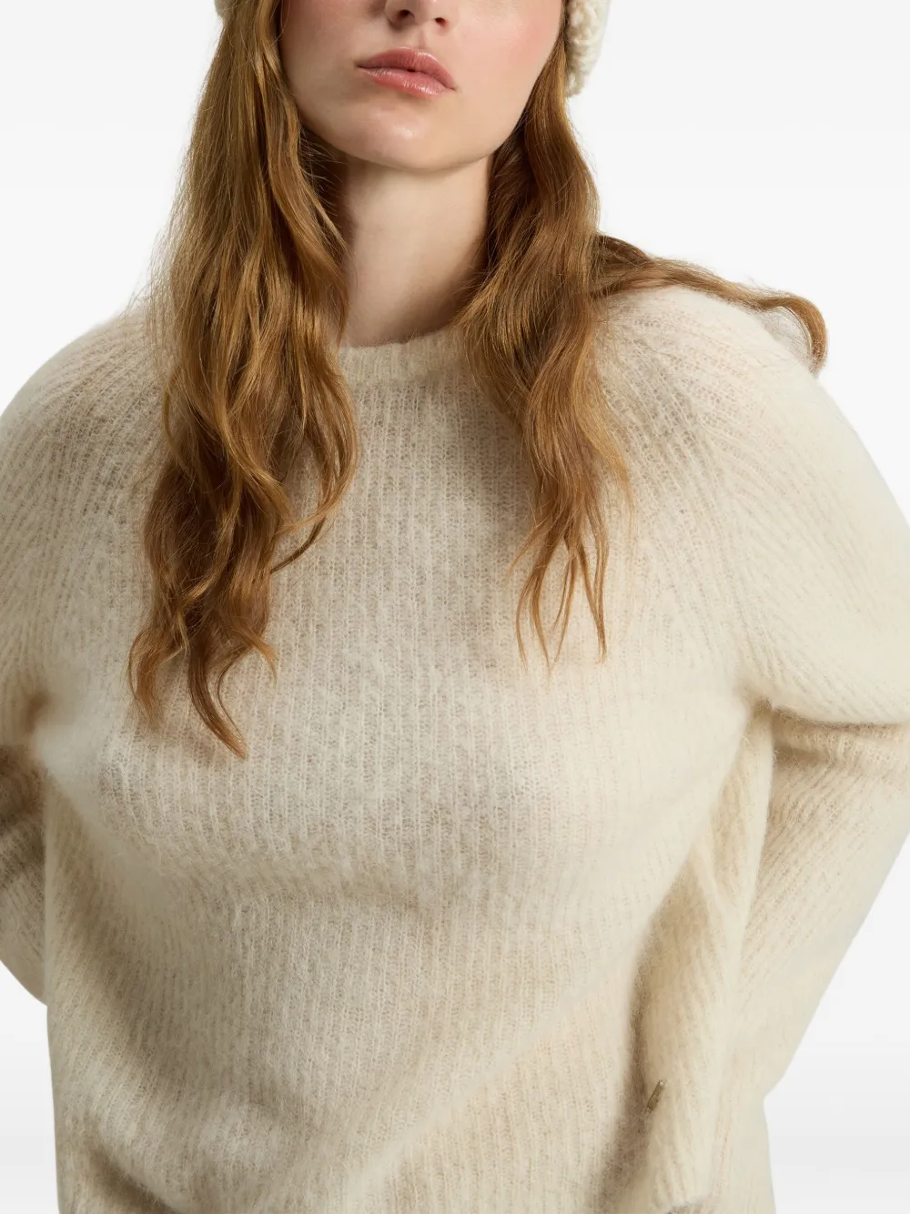 Woolrich Alpaca And Wool Blend Crew Neck Sweater In Neutral