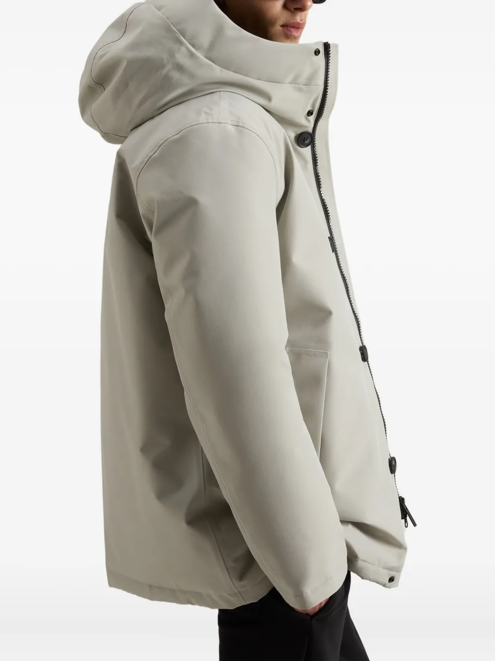 Woolrich Hooded Button-fastening Parka In Gray