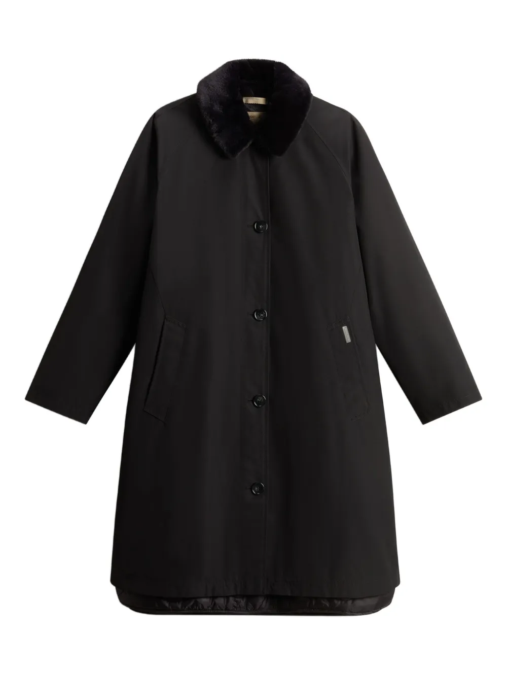 Woolrich faux-fur collar button-fastening coat | Black | Image 1