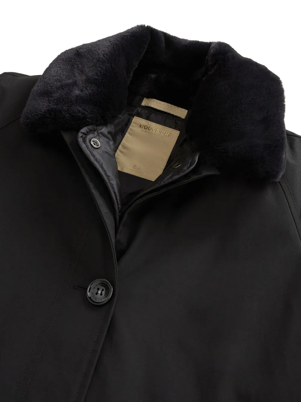 Woolrich Jas met kraag van imitatiebont en knoopsluiting Zwart