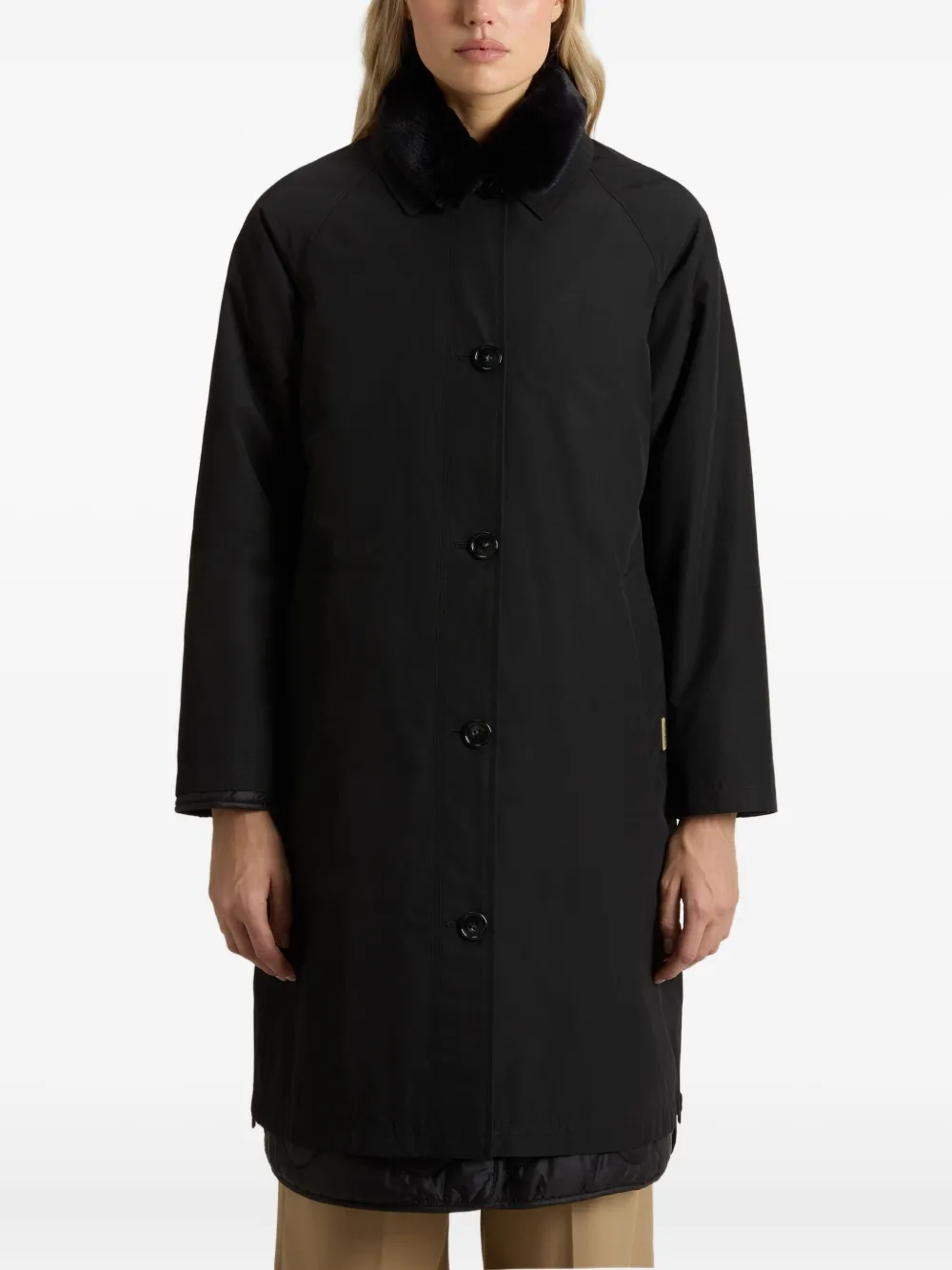 Woolrich Jas met kraag van imitatiebont en knoopsluiting Zwart