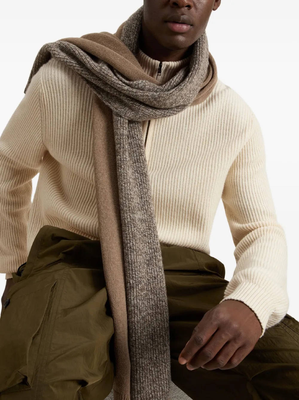Woolrich Ribbed Half-zip Sweater In Neutral