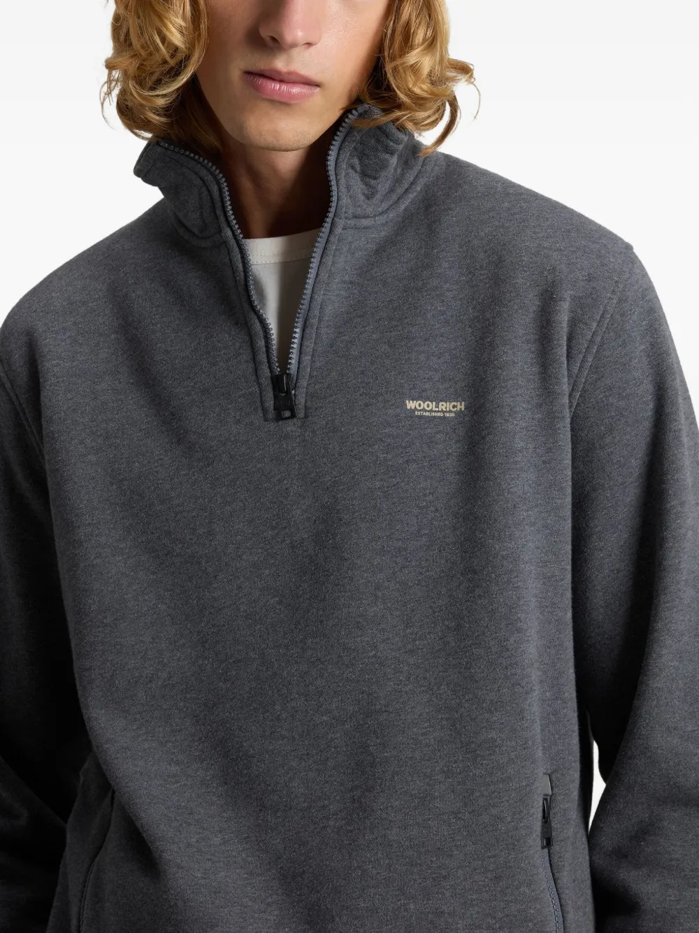 Woolrich Mixmedia sweater met rits Grijs