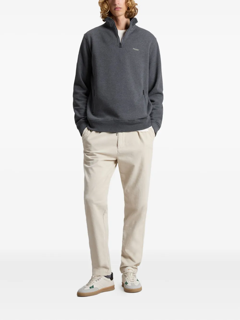 Woolrich Mixmedia sweater met rits - Grijs