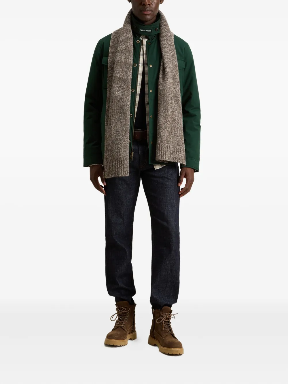 Woolrich Jack met klepzak en knoopsluiting Groen