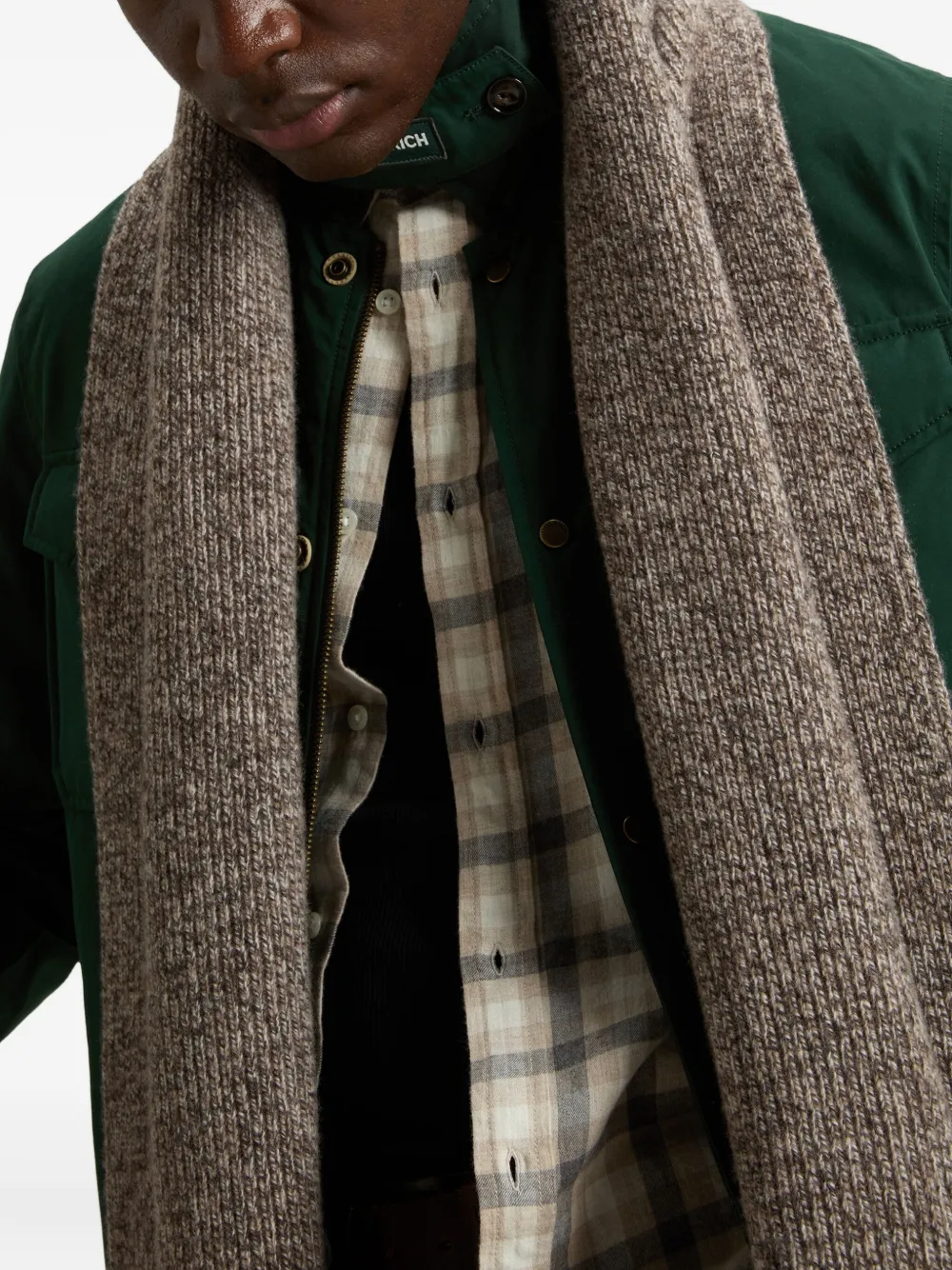 Woolrich Jack met klepzak en knoopsluiting Groen
