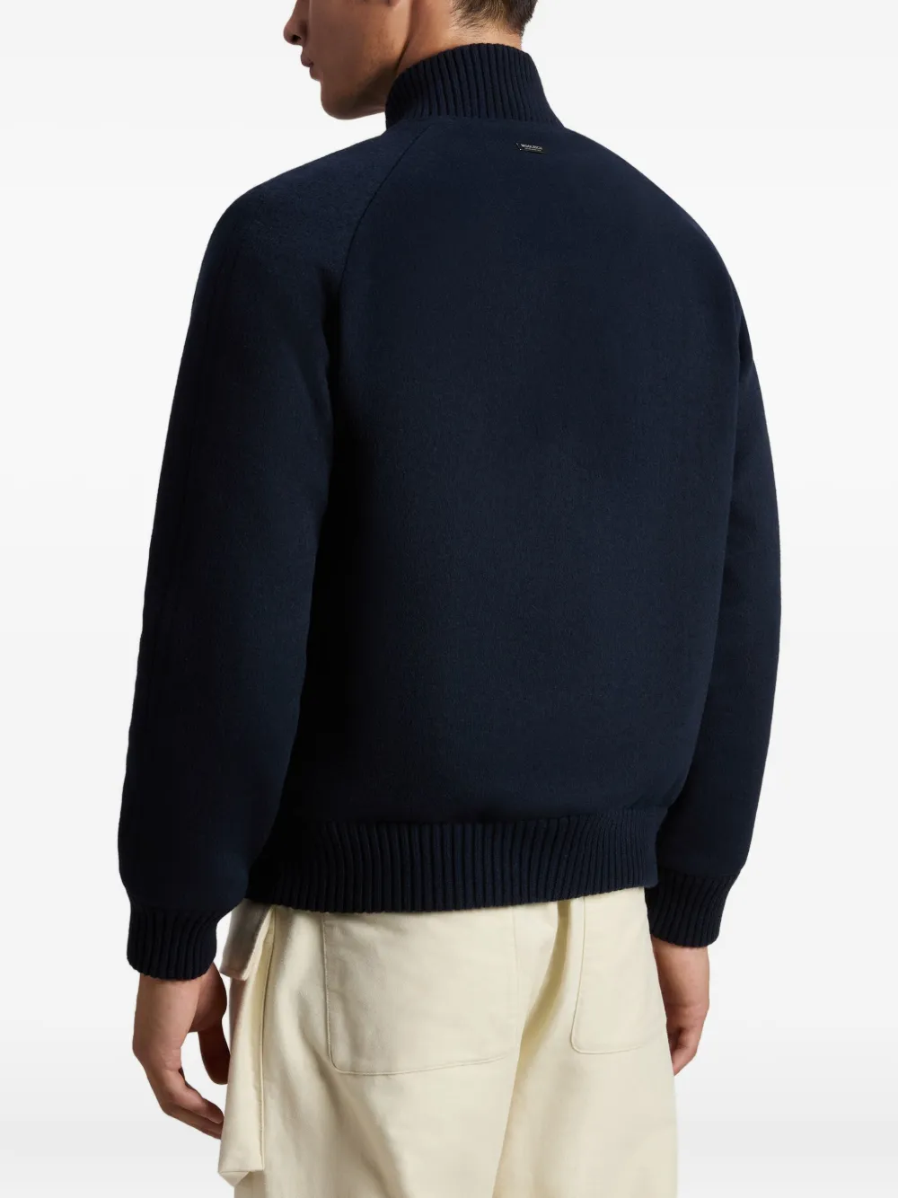 Woolrich Twill-weave Patch-pocket Bomber Jacket In Black
