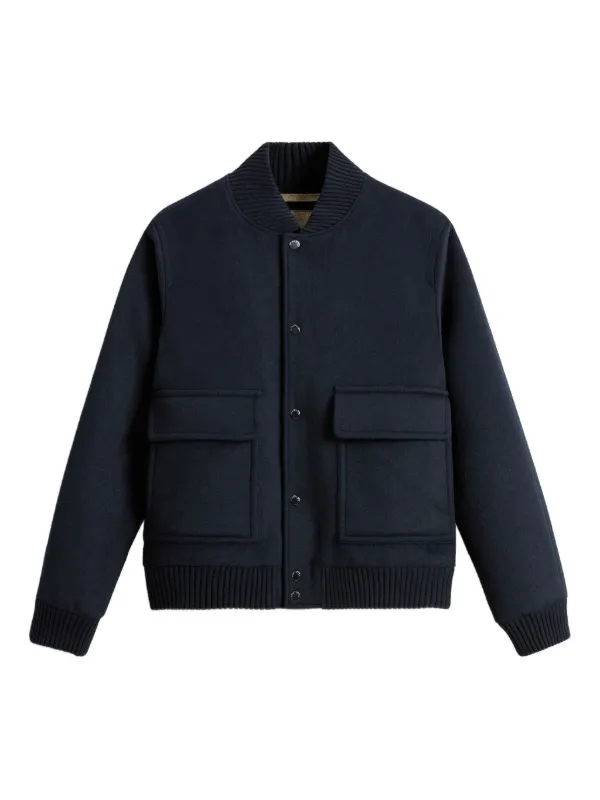 Woolrich twill-weave patch-pocket Bomber Jacket Blue