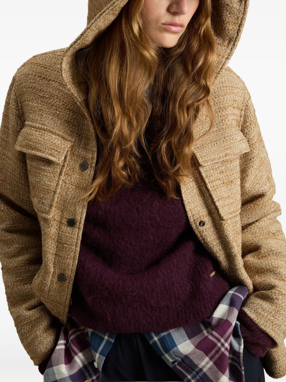 Woolrich Jack met capuchon en textuur Beige