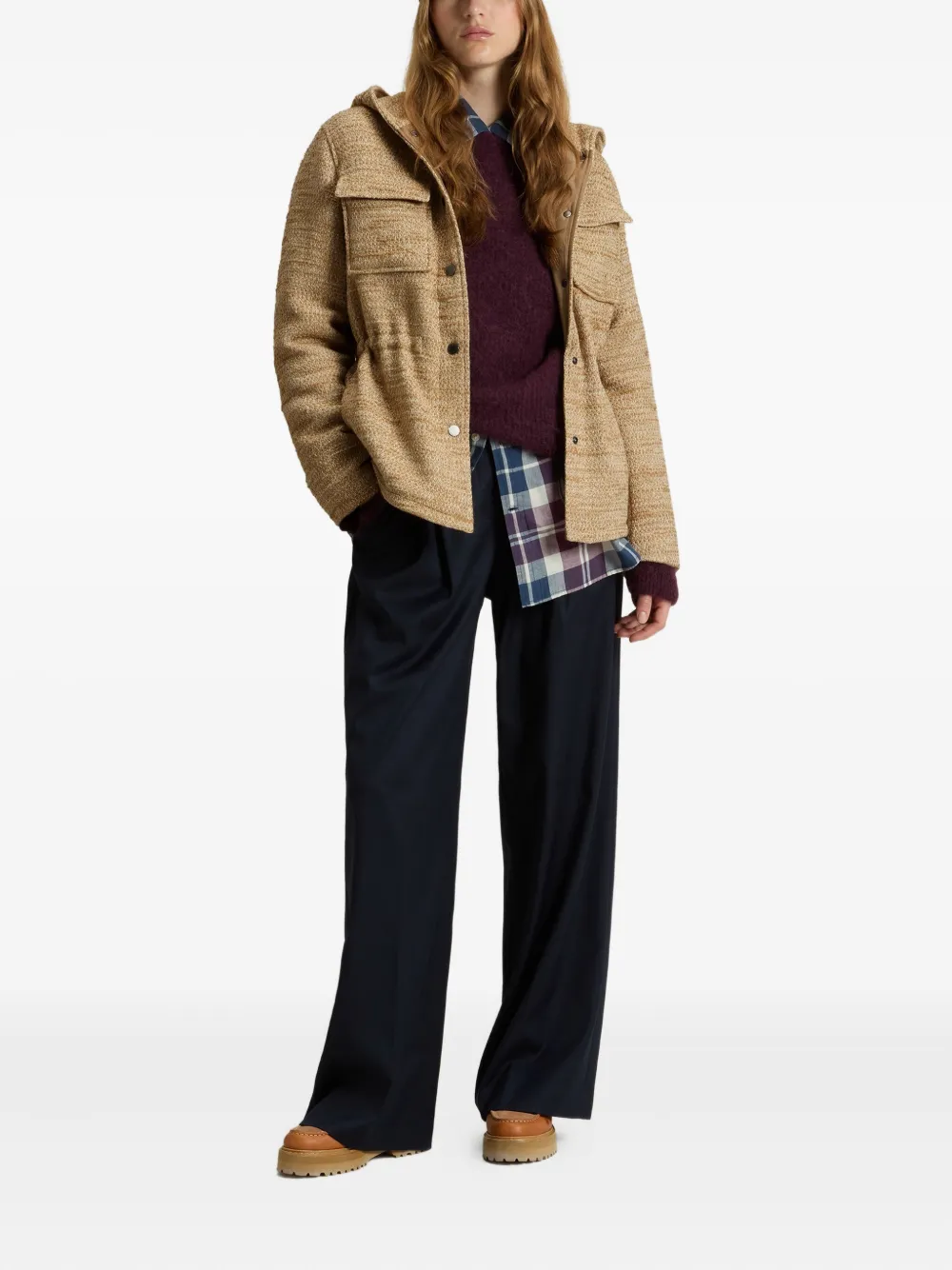 Woolrich Jack met capuchon en textuur Beige