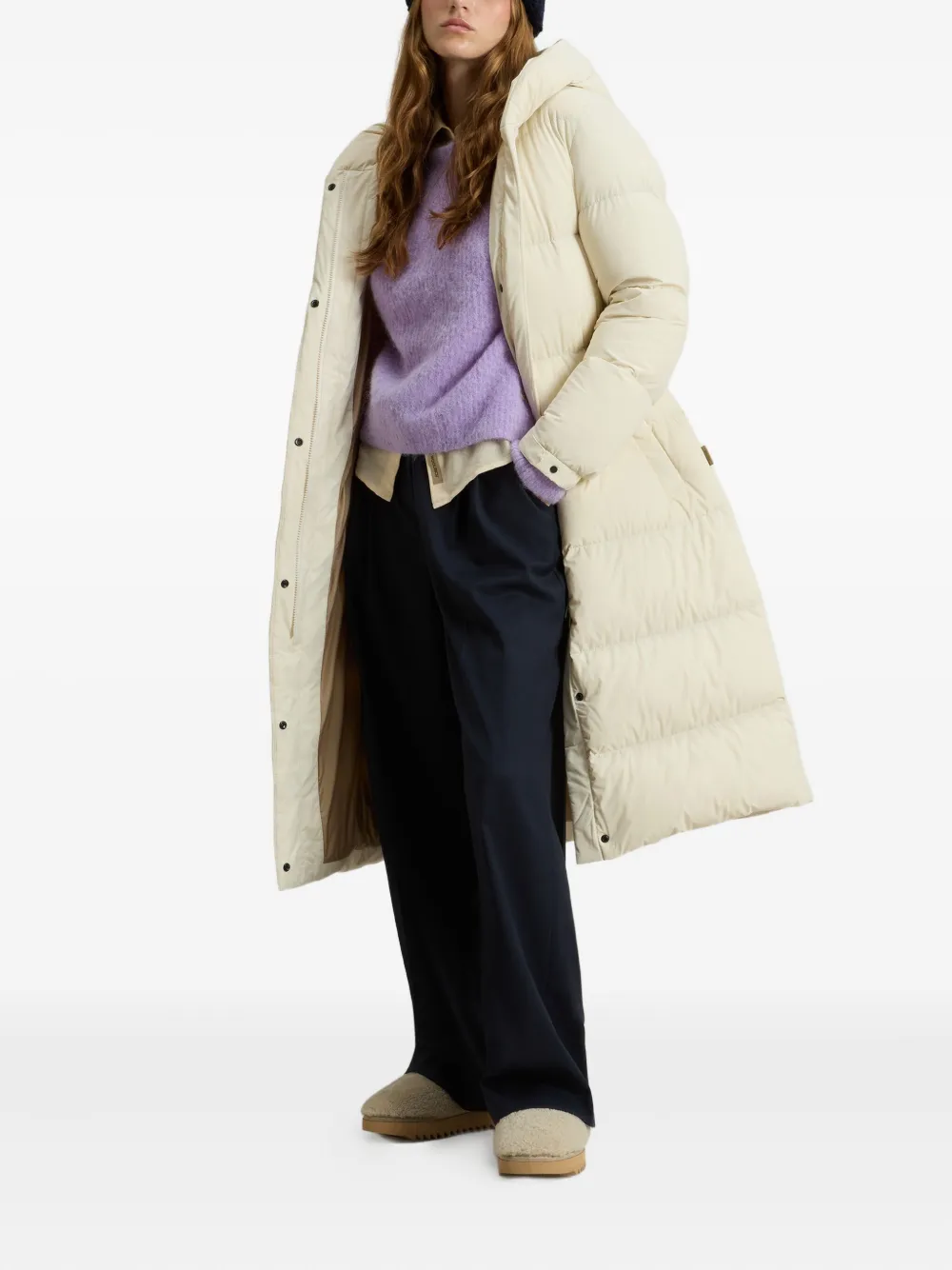 Woolrich Cloud Madison Hooded Quilted Coat In Neutral