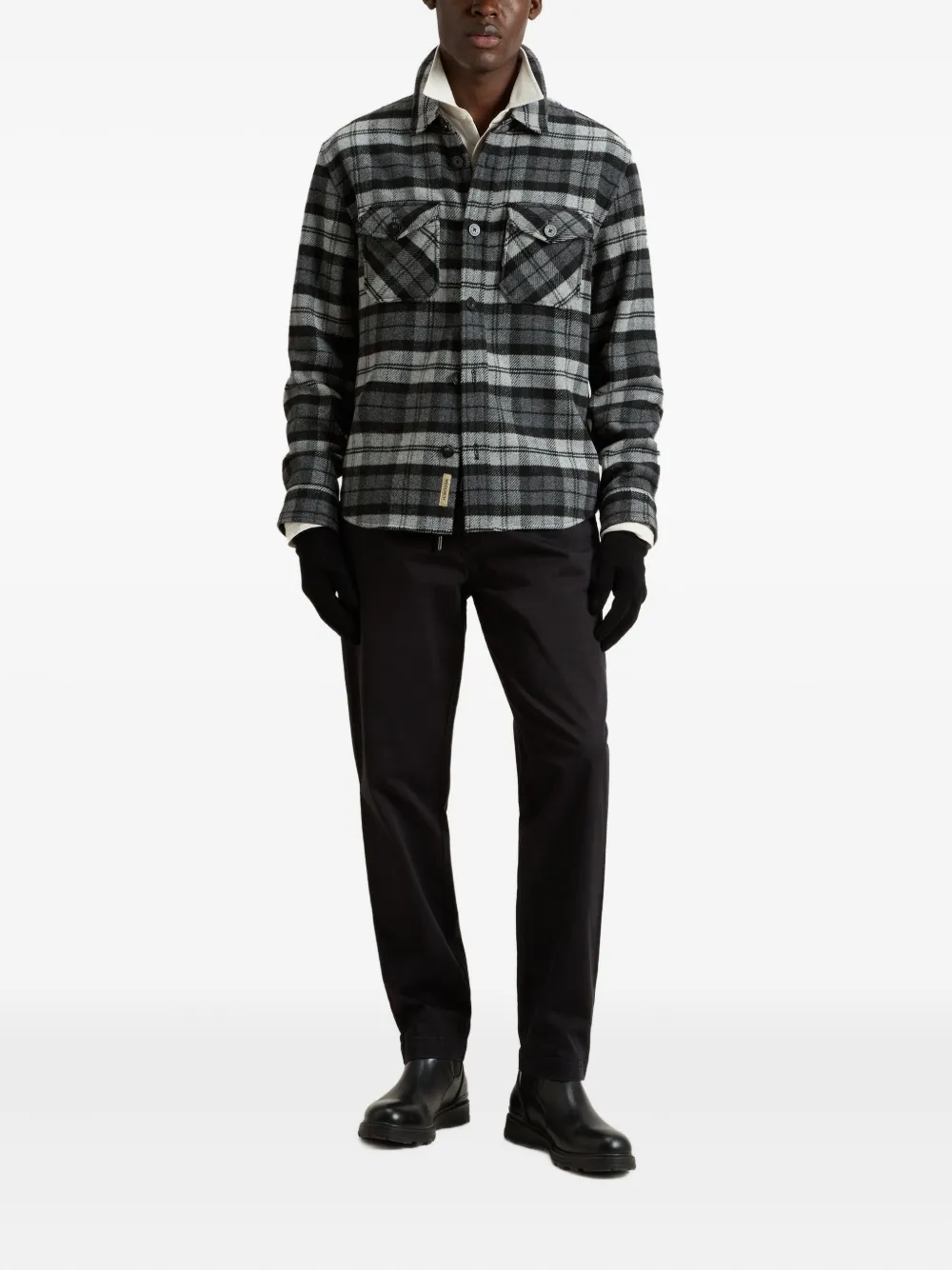 Woolrich Geruit wollen overhemd Zwart