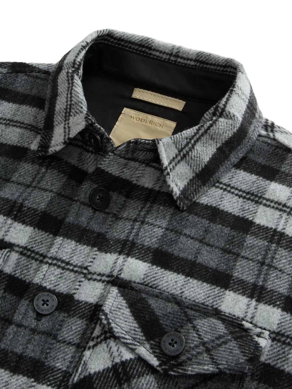 Woolrich Geruit wollen overhemd Zwart