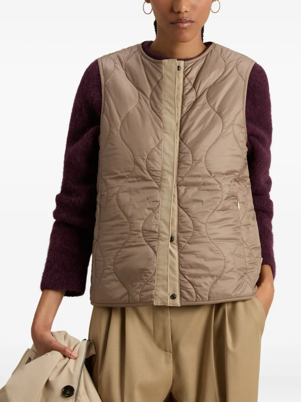 Woolrich Hooded Buttoned Jacket In Nude
