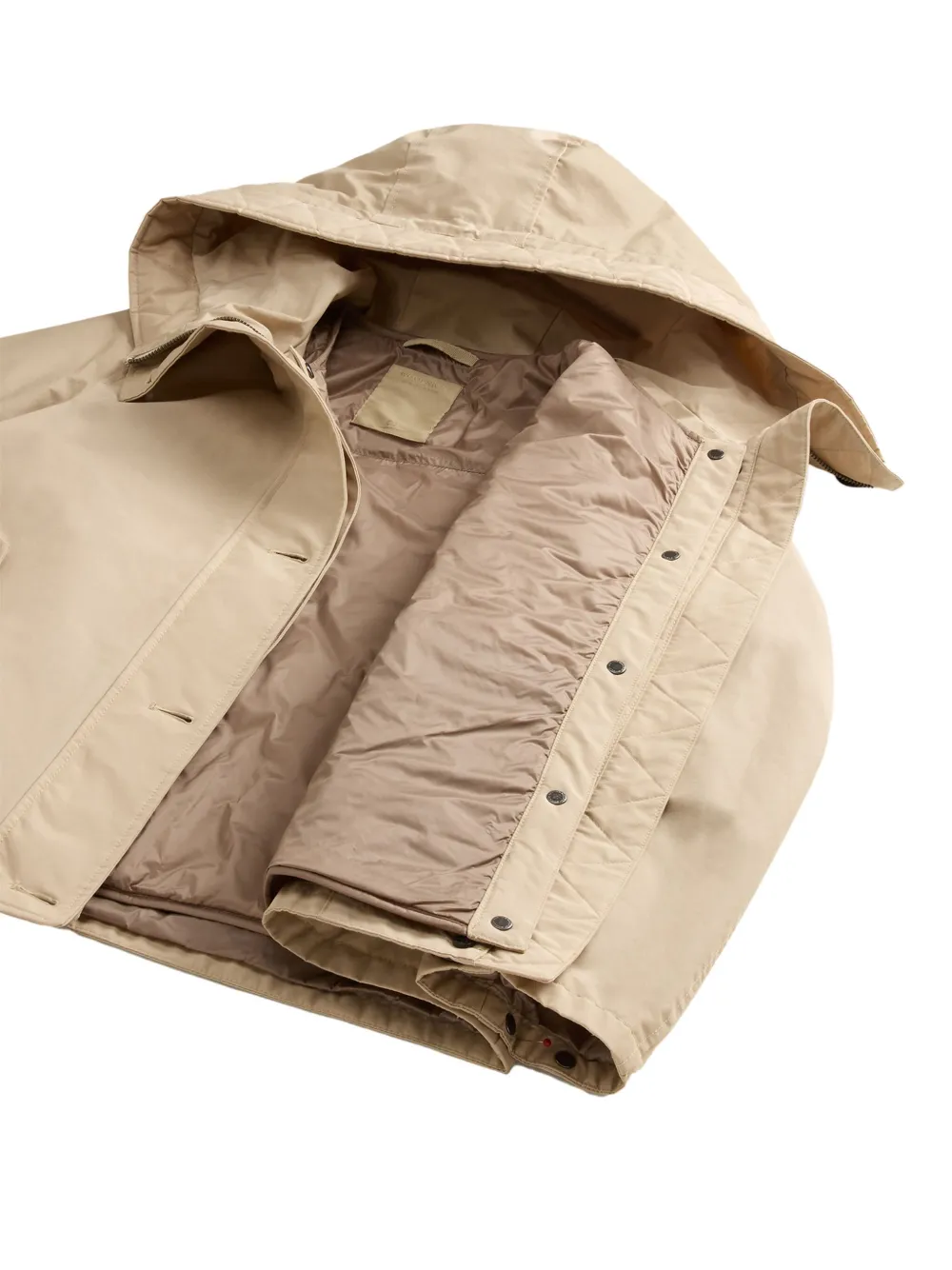Woolrich Hooded Buttoned Jacket In Nude