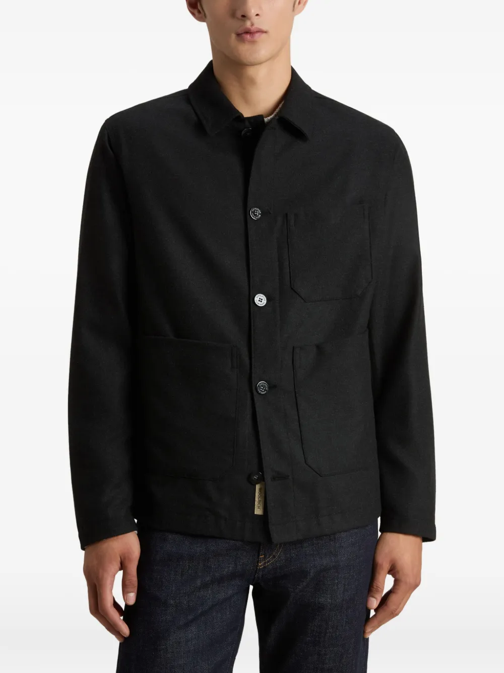 Woolrich Stylish Jacket With Chest And Front Pockets In Black