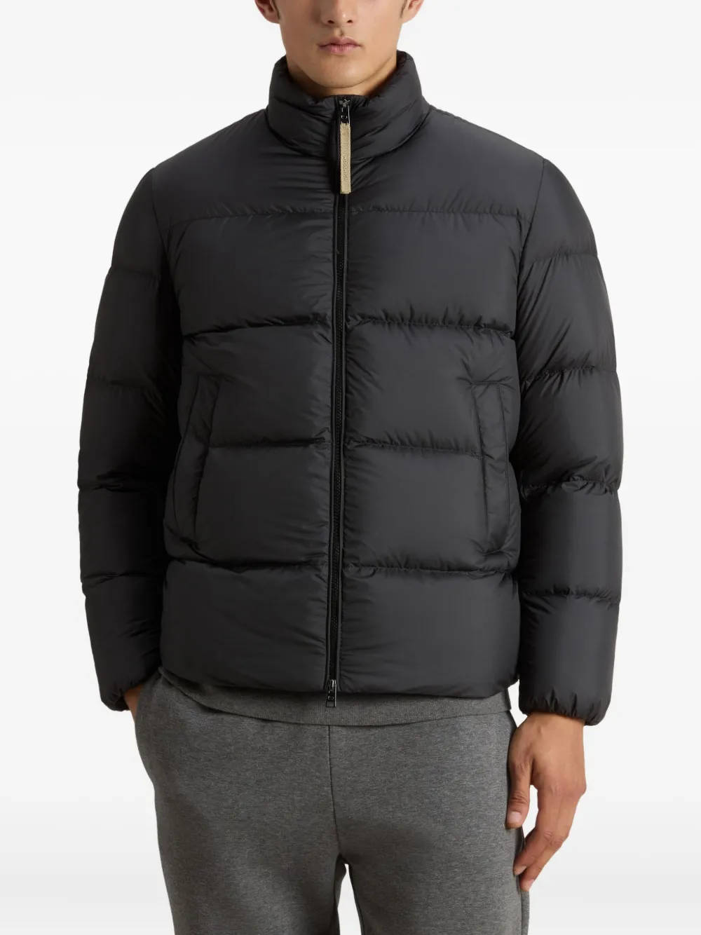 Woolrich Quilted Mock-neck Jacket In Blue