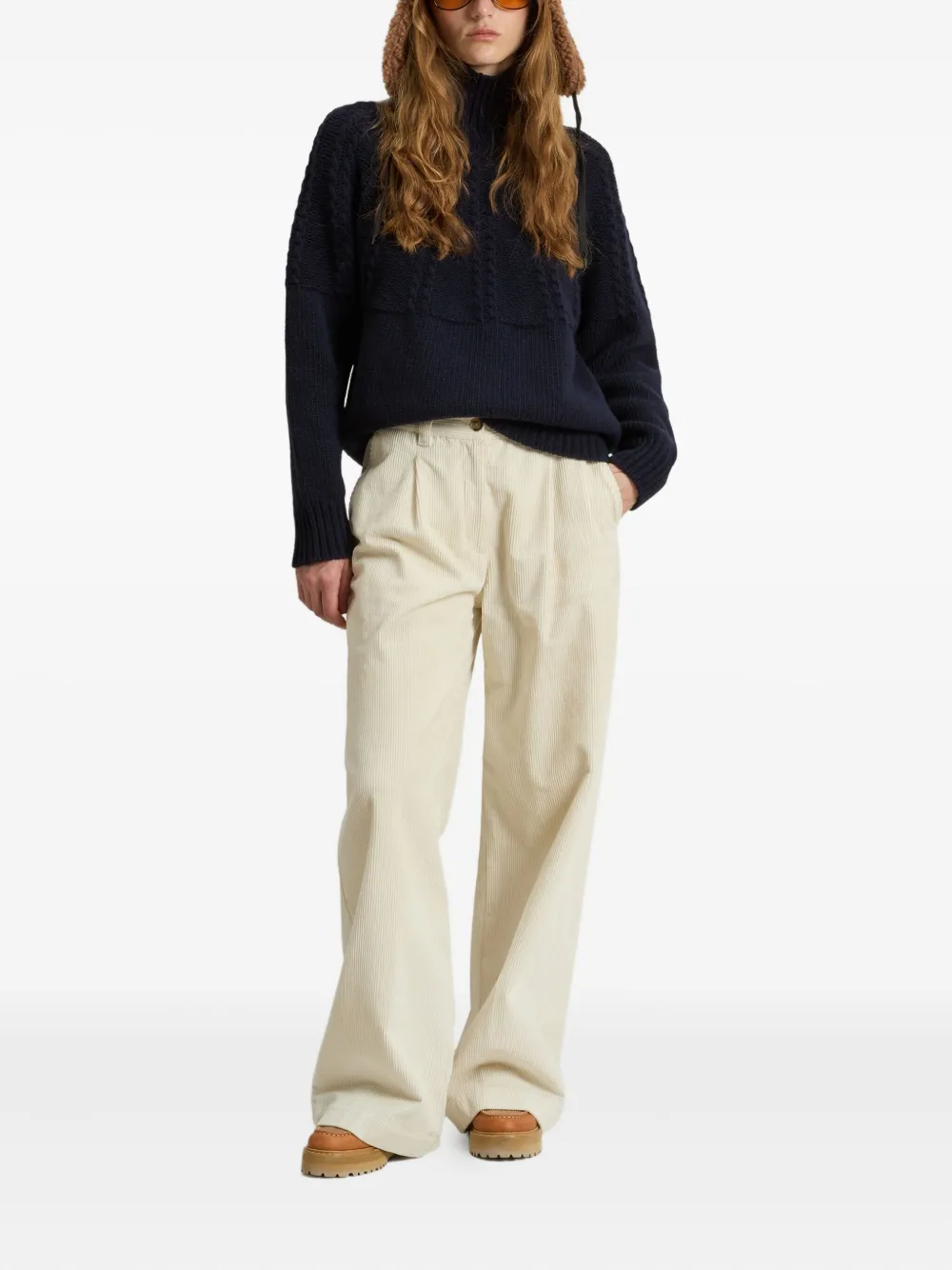 Woolrich Cable-knit Turtleneck Jumper In Blue