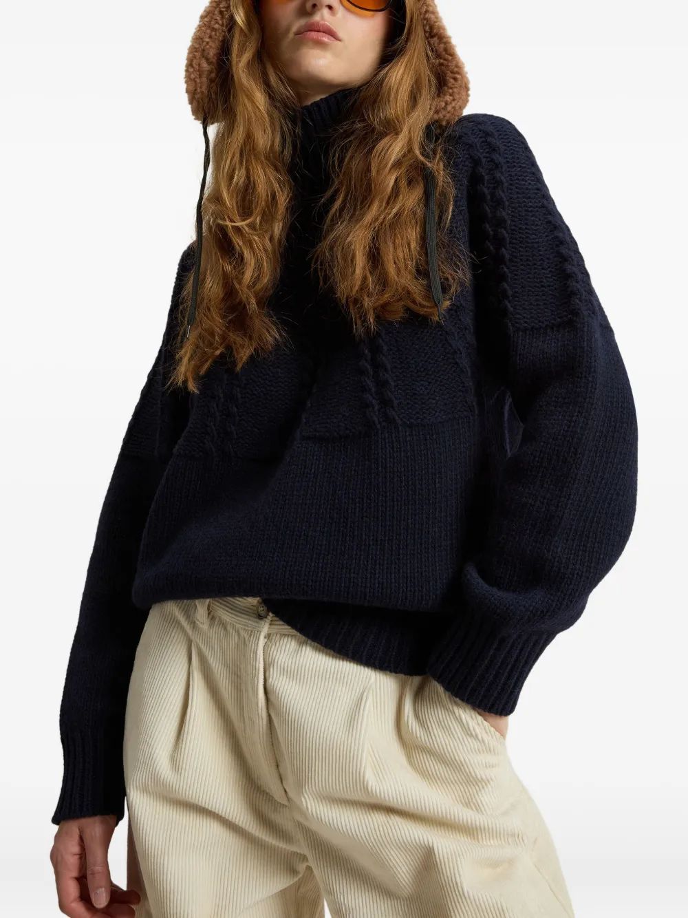 Woolrich Cable-knit Turtleneck Jumper In Blue