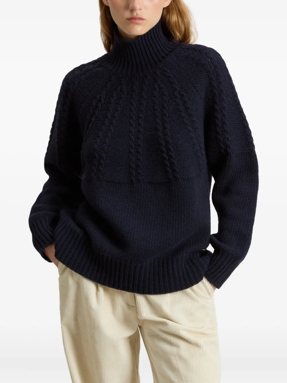 Woolrich Cable-knit Turtleneck Jumper In Blue