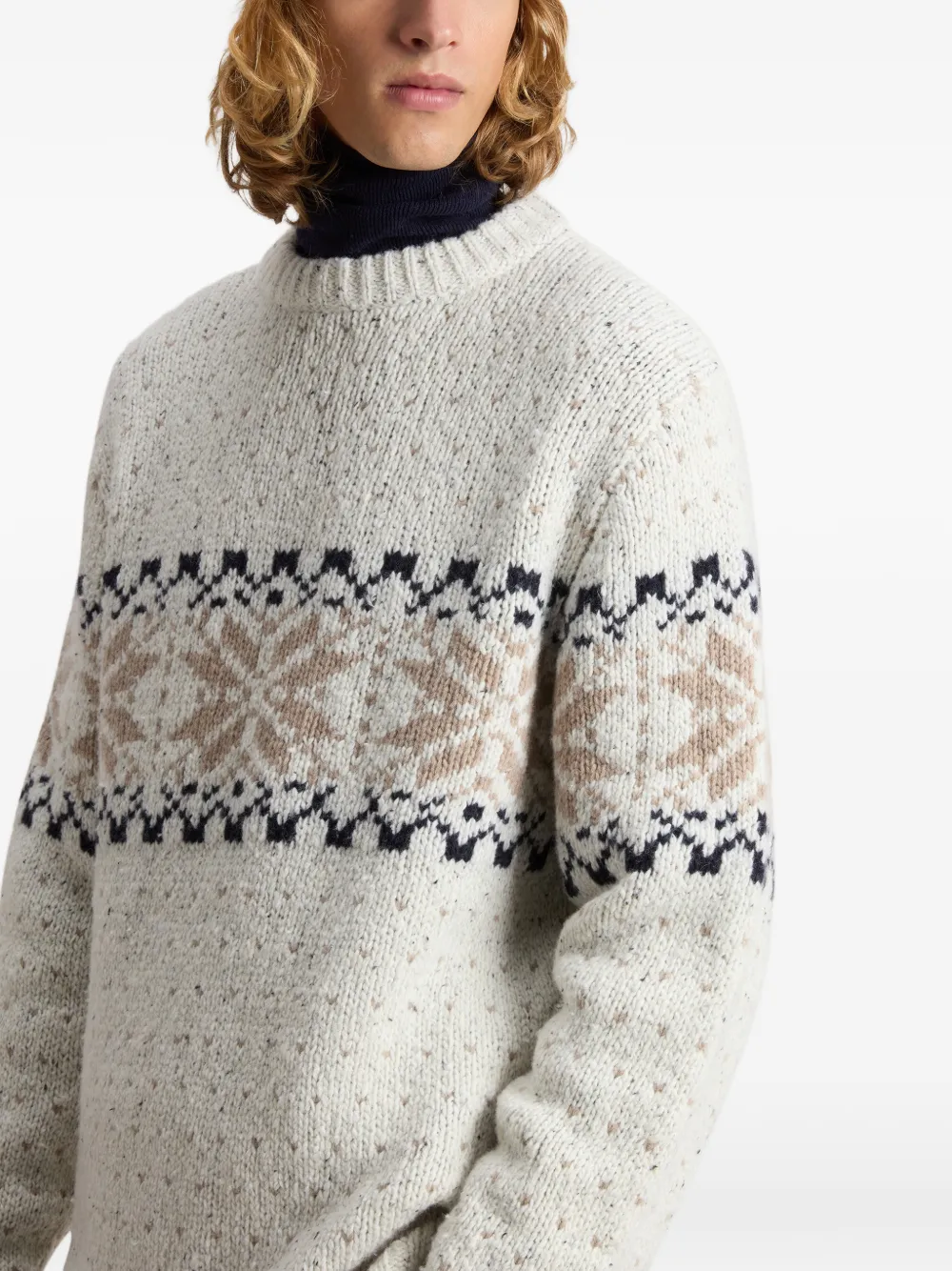 Woolrich Fair Isle Jacquard Sweater In Neutral