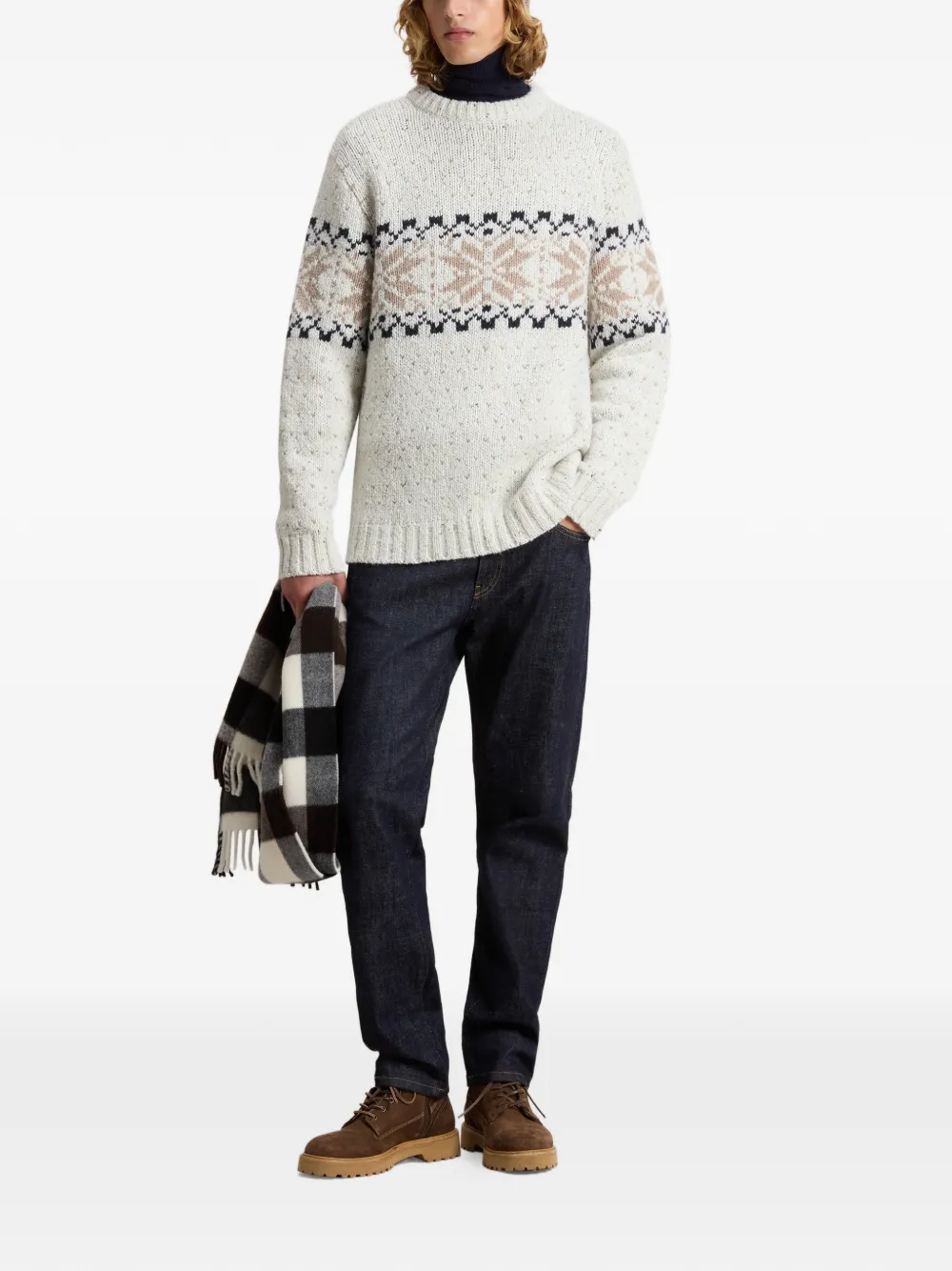 Woolrich Fair Isle Jacquard Sweater In Neutral
