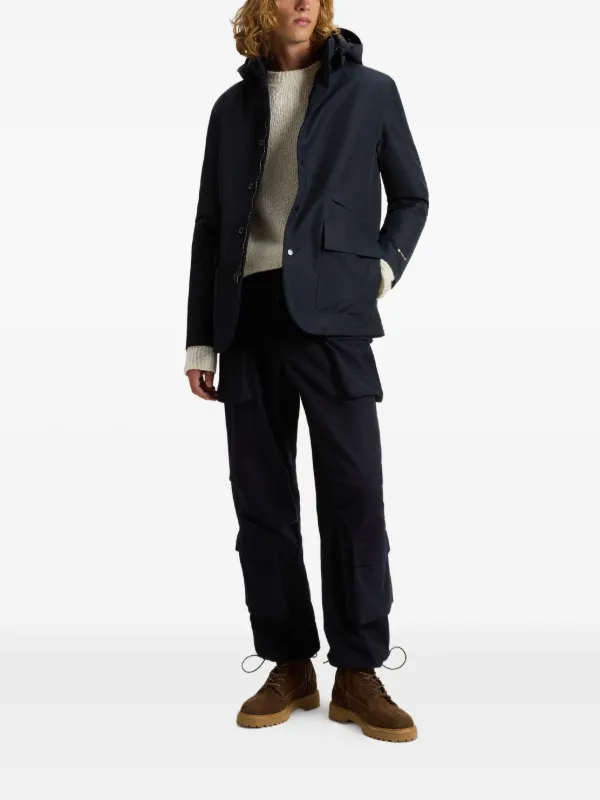 Woolrich Hooded Buttoned Jacket | Blue | FARFETCH