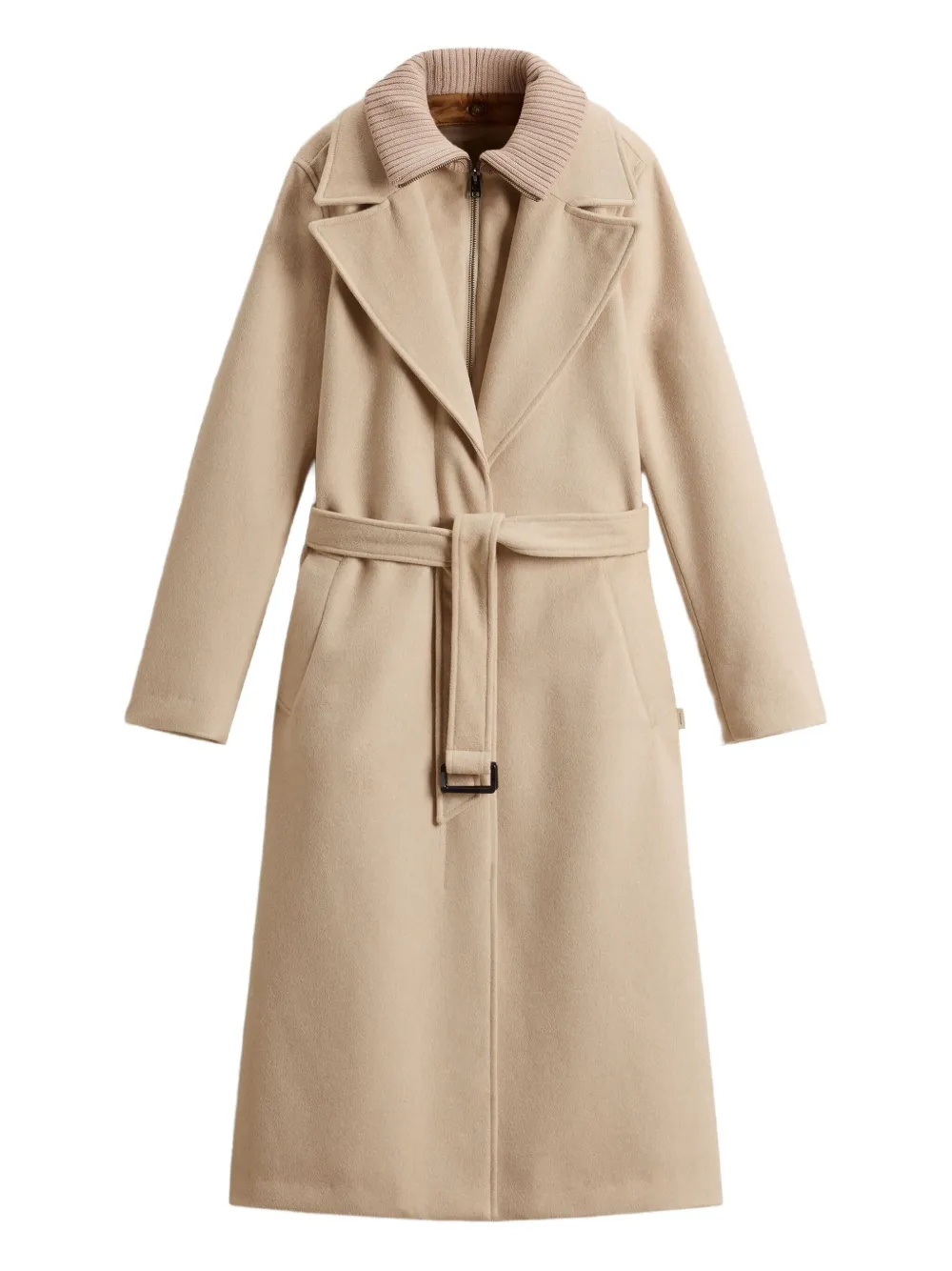 Woolrich Jas met enkele rij knopen en ceintuur Beige