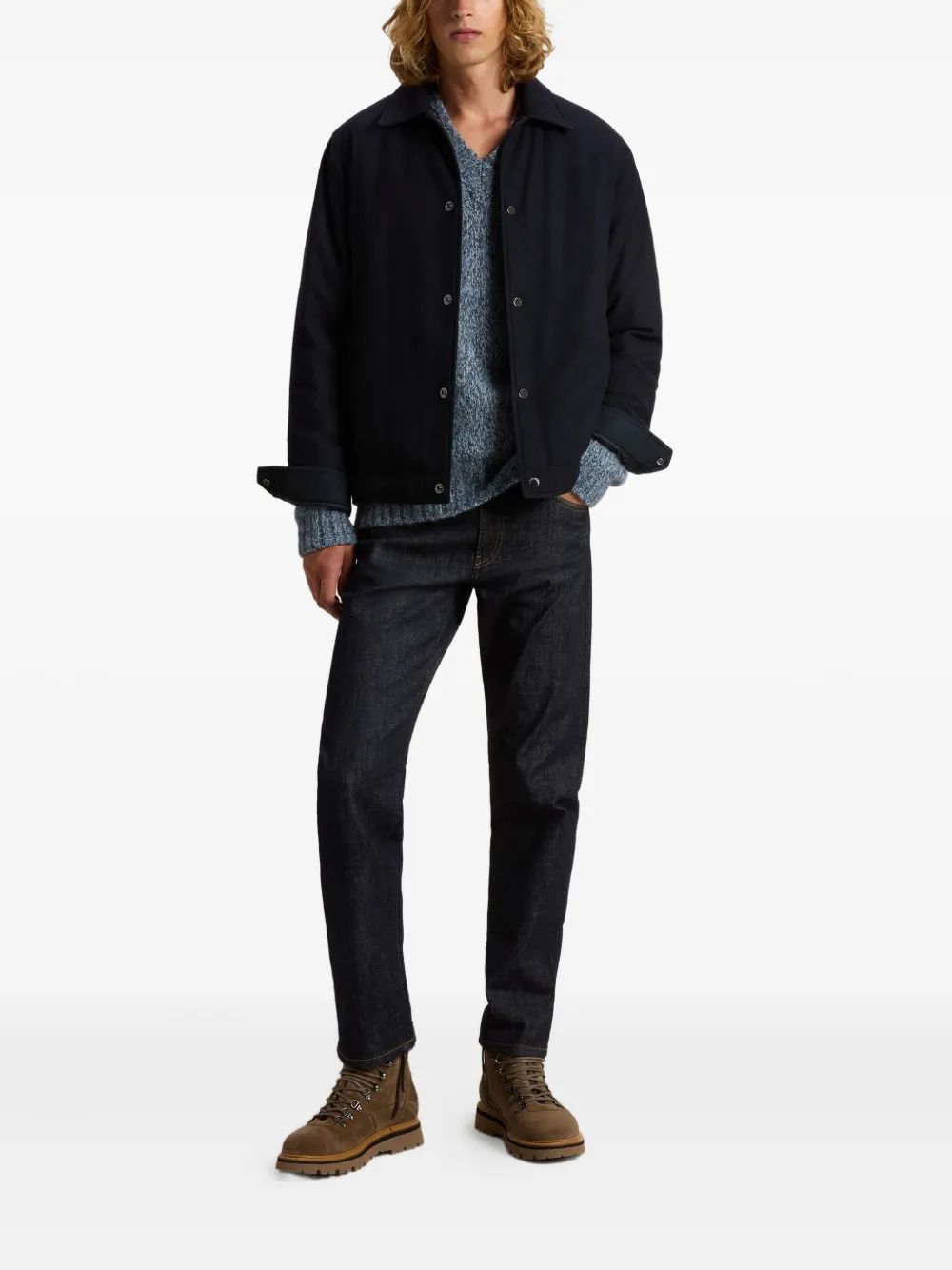 Woolrich Wollen shirtjack met knopen - Blauw