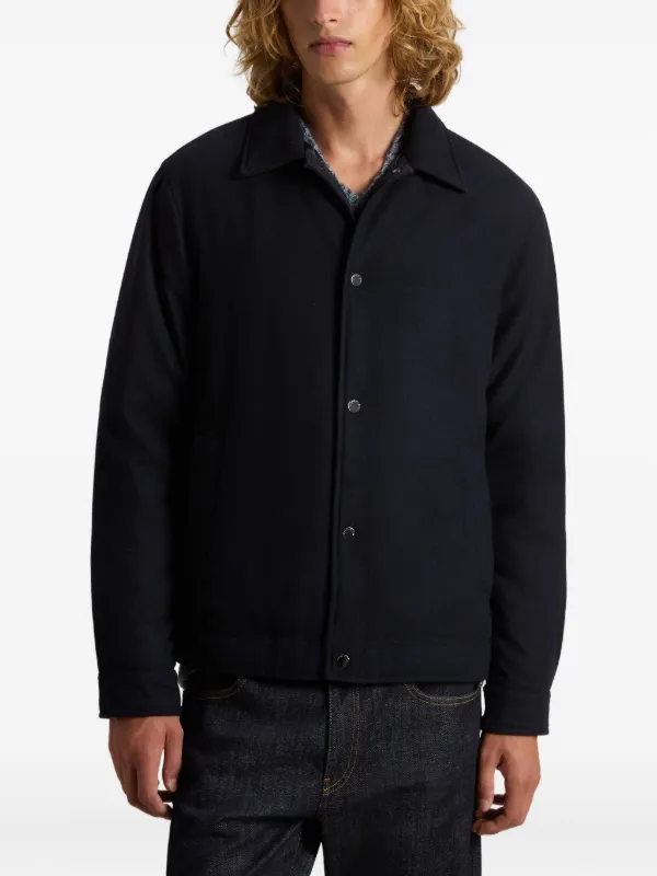 Woolrich Wool Buttoned Shirt Jacket | Blue | FARFETCH JO