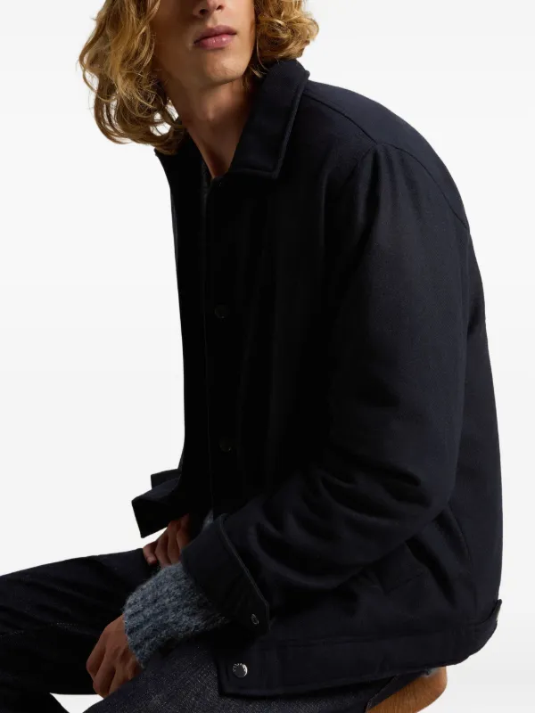 Woolrich Wool Buttoned Shirt Jacket | Blue | FARFETCH JO