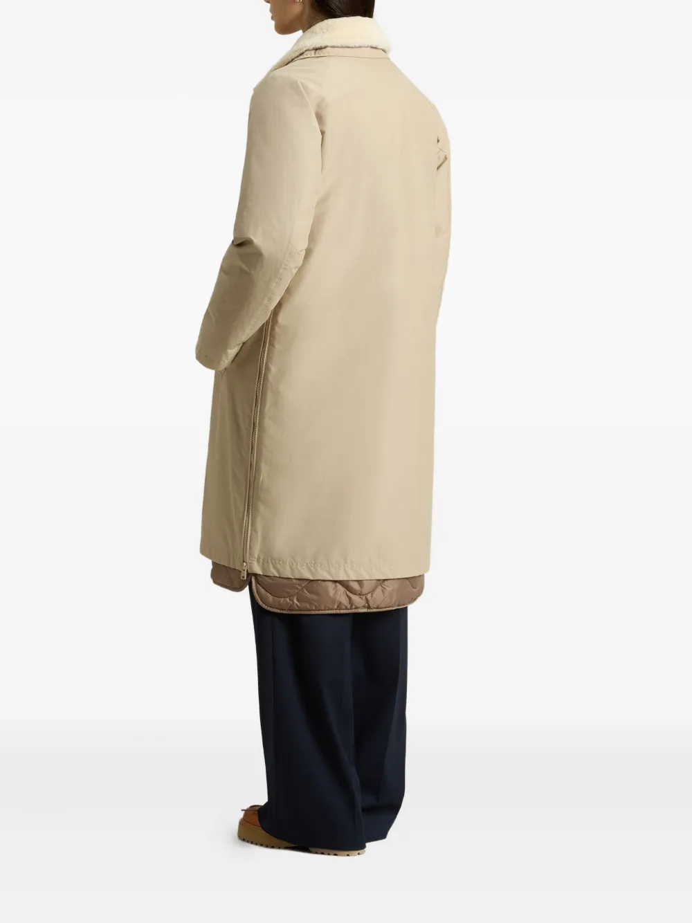 Woolrich Faux-fur Collar Coat In Neutral