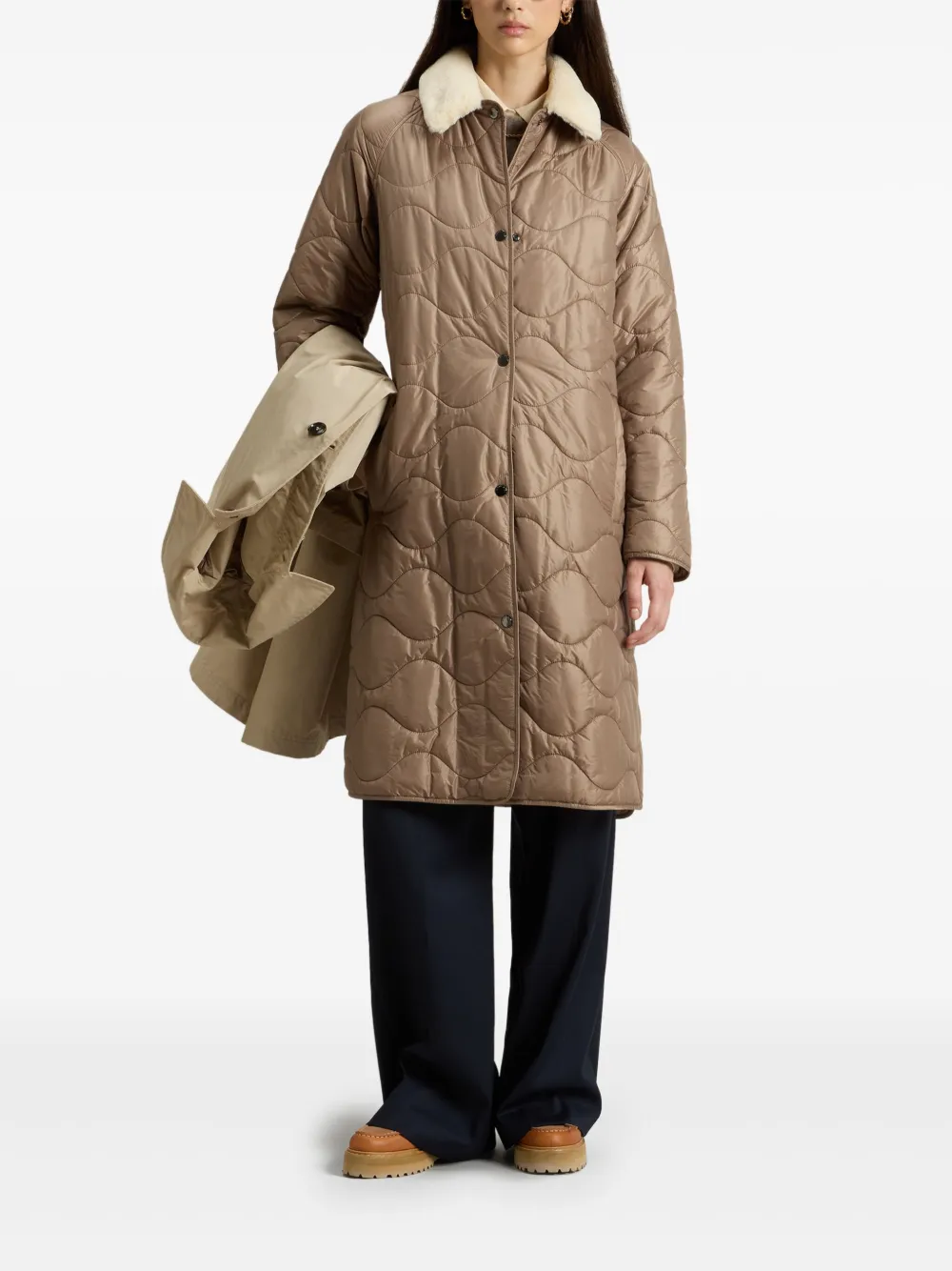 Woolrich Faux-fur Collar Coat In Neutral