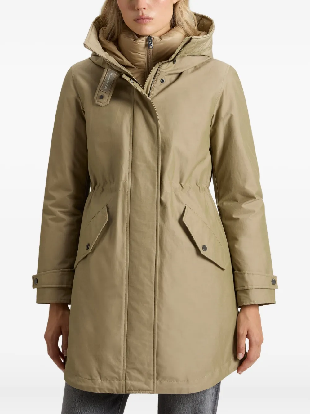 Woolrich Authentic Parka Coat In Neutral