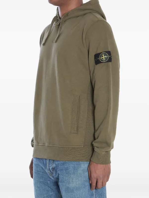 Stone Island Felpa Con Cappuccio e Tasca a Marsupio Verde