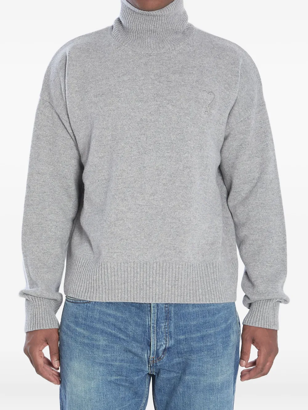 AMI Paris ribbed turtleneck sweater Grijs