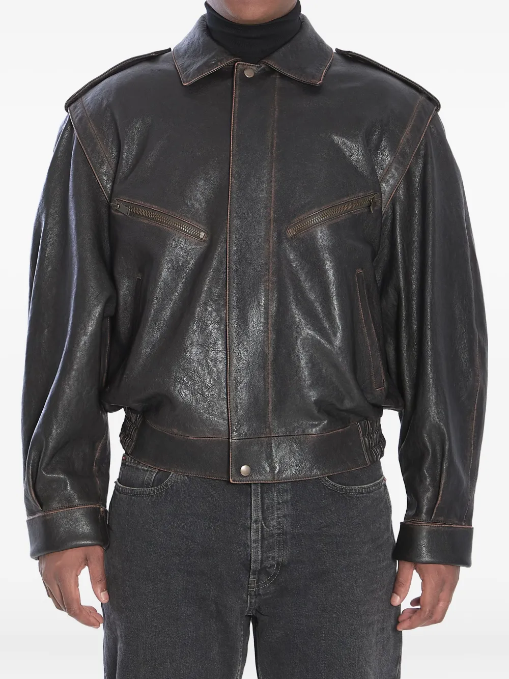 Saint Laurent leather bomber jacket Bruin
