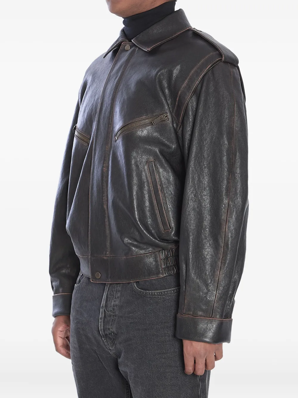 Saint Laurent leather bomber jacket Bruin