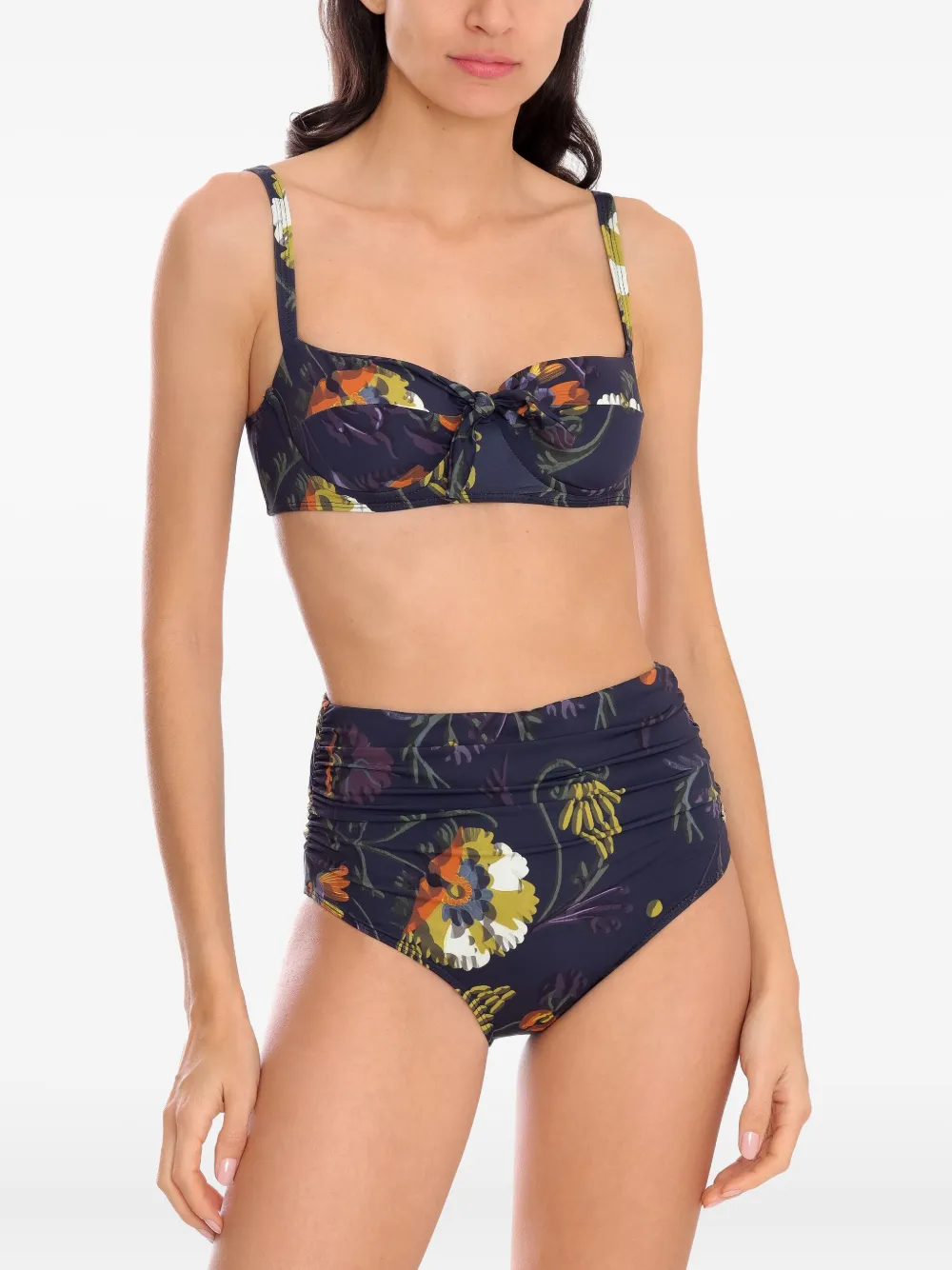 Brigitte floral-print bikini Zwart