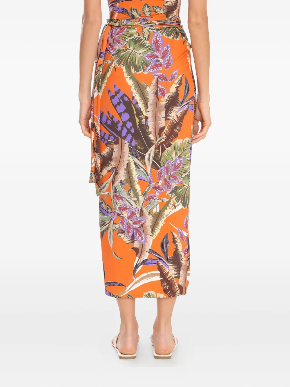 Brigitte tropical-print wrap skirt Oranje