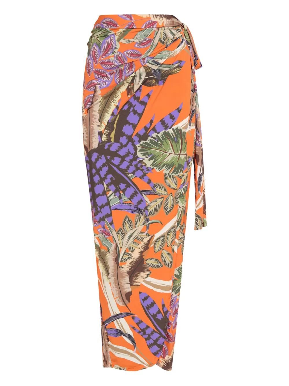 Brigitte tropical-print wrap skirt Oranje