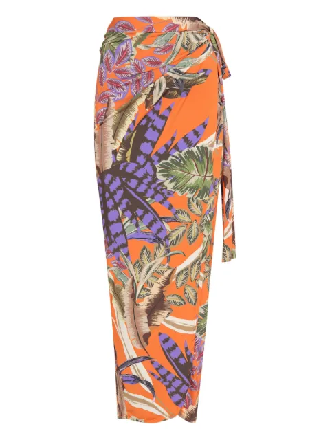 Brigitte tropical-print wrap skirt