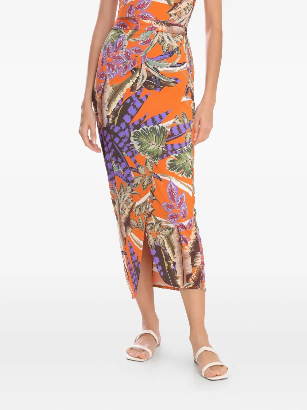 Brigitte tropical-print wrap skirt Oranje