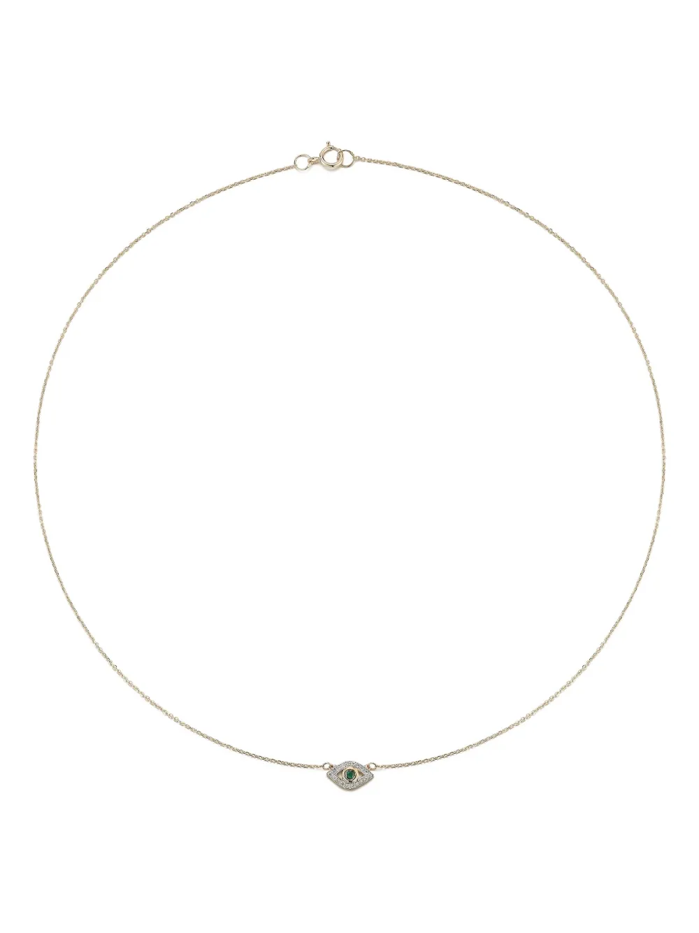 14kt gold Evil Eye emerald necklace