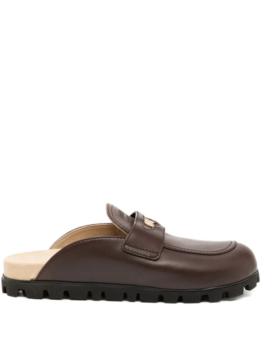 Miu Miu Logo-engraved Mules In Brown