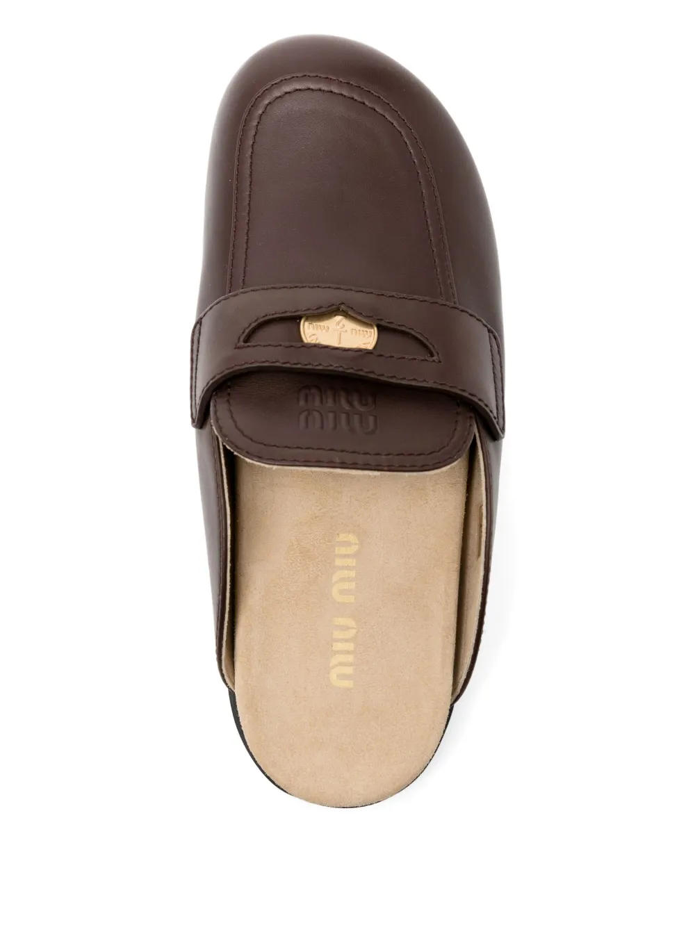 Miu logo-engraved mules Brown