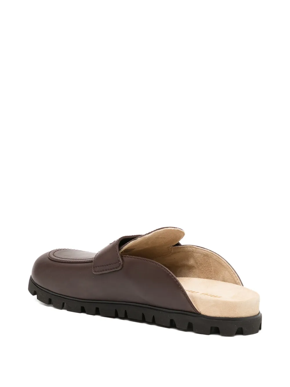 Miu logo-engraved mules Brown
